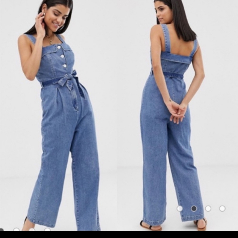 NWT ASOS denim square neck button jumpsuit